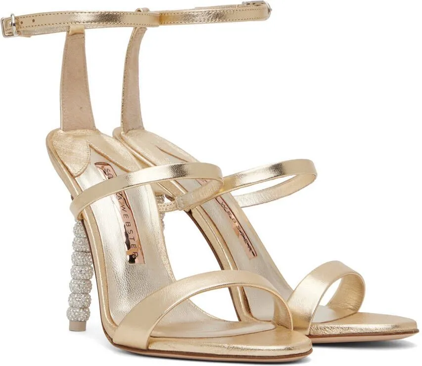 Sophia Webster Crystal Heeled Sandals Gold Rosalind