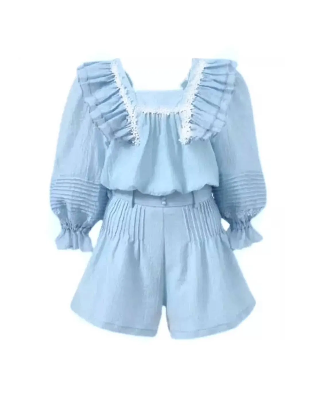 Square Neck Top And Shorts Matching Set