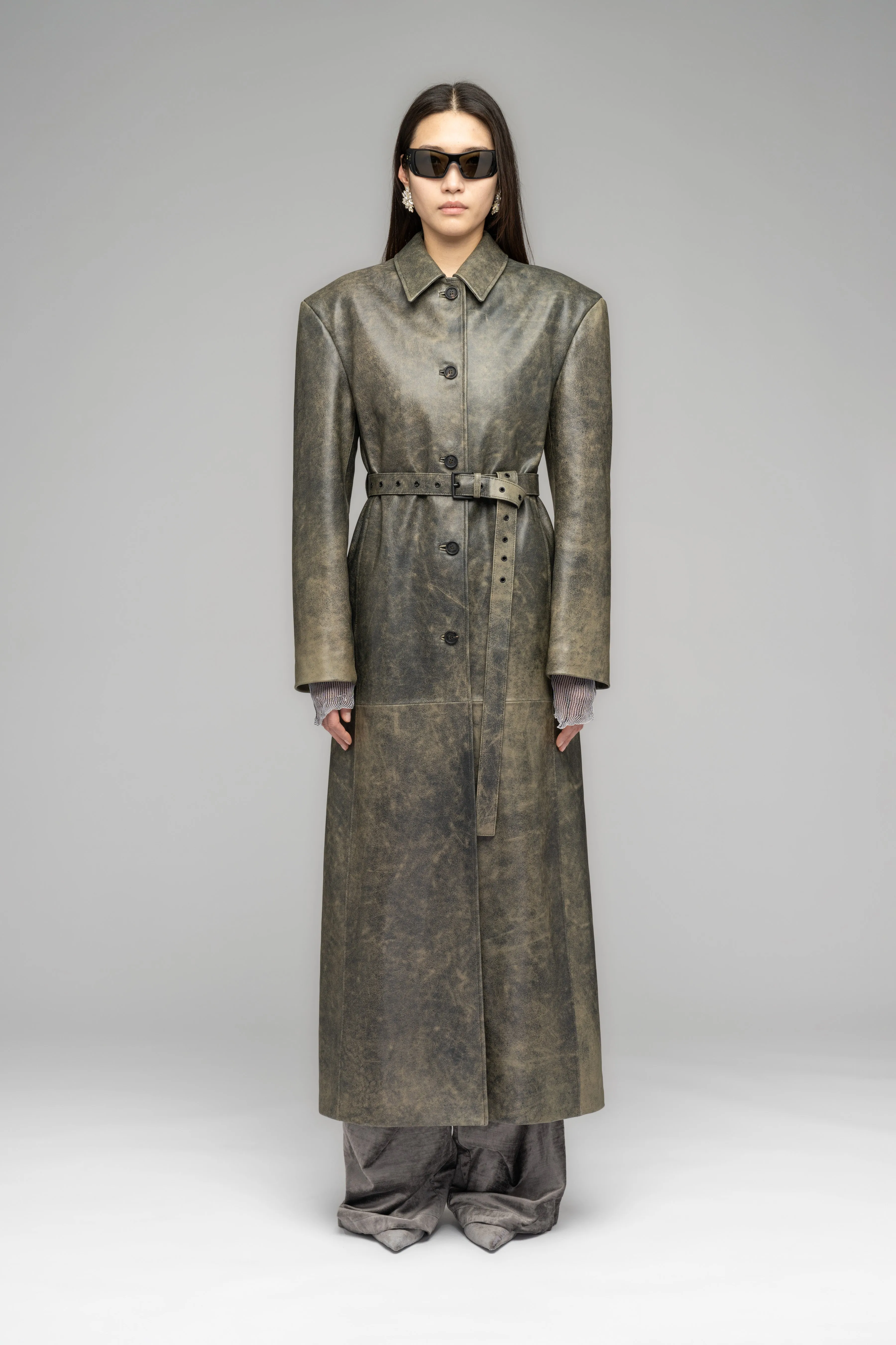 Stonecutter Long Leather Coat - Shop Now