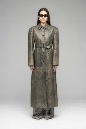 Stonecutter Long Leather Coat - Shop Now