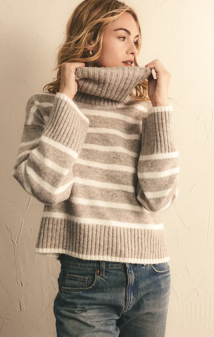 Striped Turtleneck Sweater