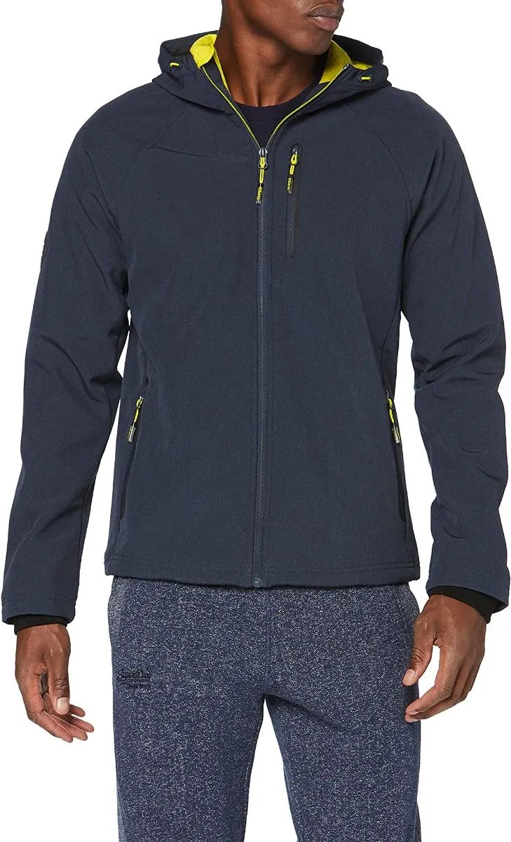 Superdry Classic Softshell Hooded Jacket Navy Marl Dark Grey