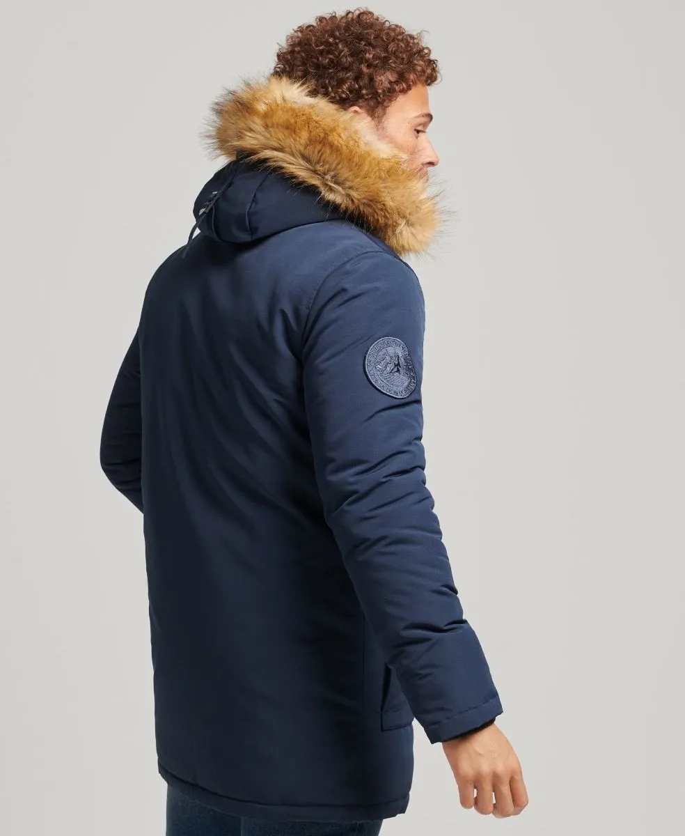 Nordic Chrome Navy Superdry New Military Faux Fur Parka Jacket