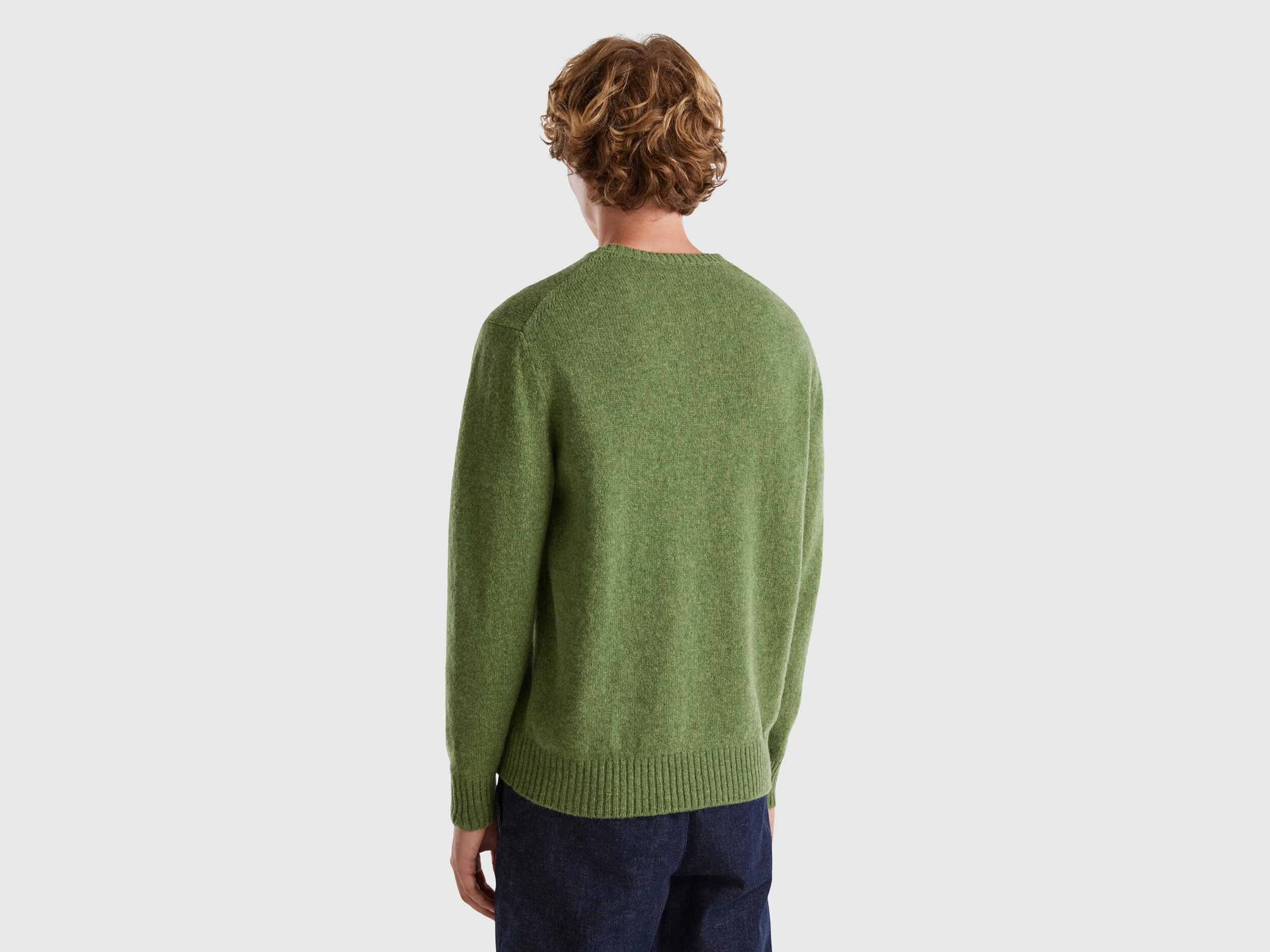 Shetland wool olive green sweater Benetton