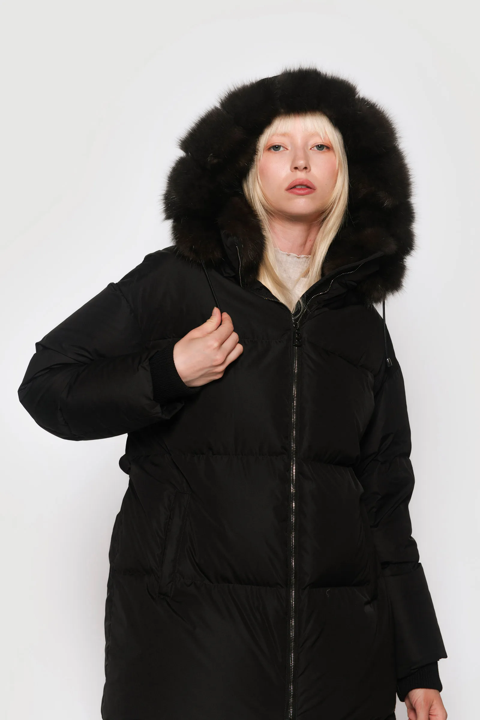 Tech sable jacket in dark barguzinsky fur.