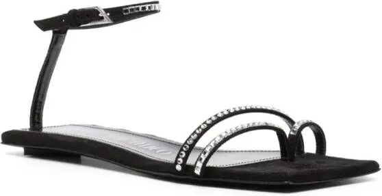 The Attico embellished suede flat sandals in Black