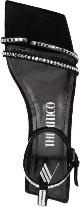 The Attico embellished suede flat sandals in Black