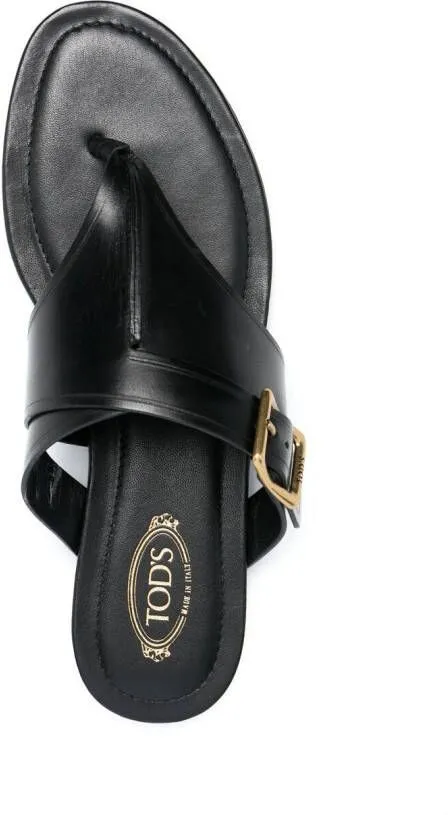 Blue Tod's leather flat sandals side-buckle