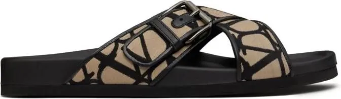 Valentino Garavani Toile Iconographe crossover sandals Black