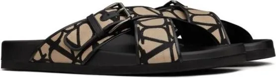 Valentino Garavani Toile Iconographe crossover sandals Black