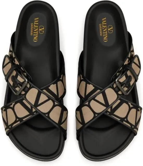 Valentino Garavani Toile Iconographe crossover sandals Black