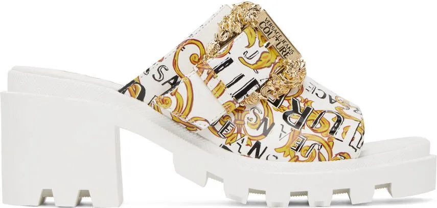 Versace Jeans Couture Winny White & Gold Heeled Sandals