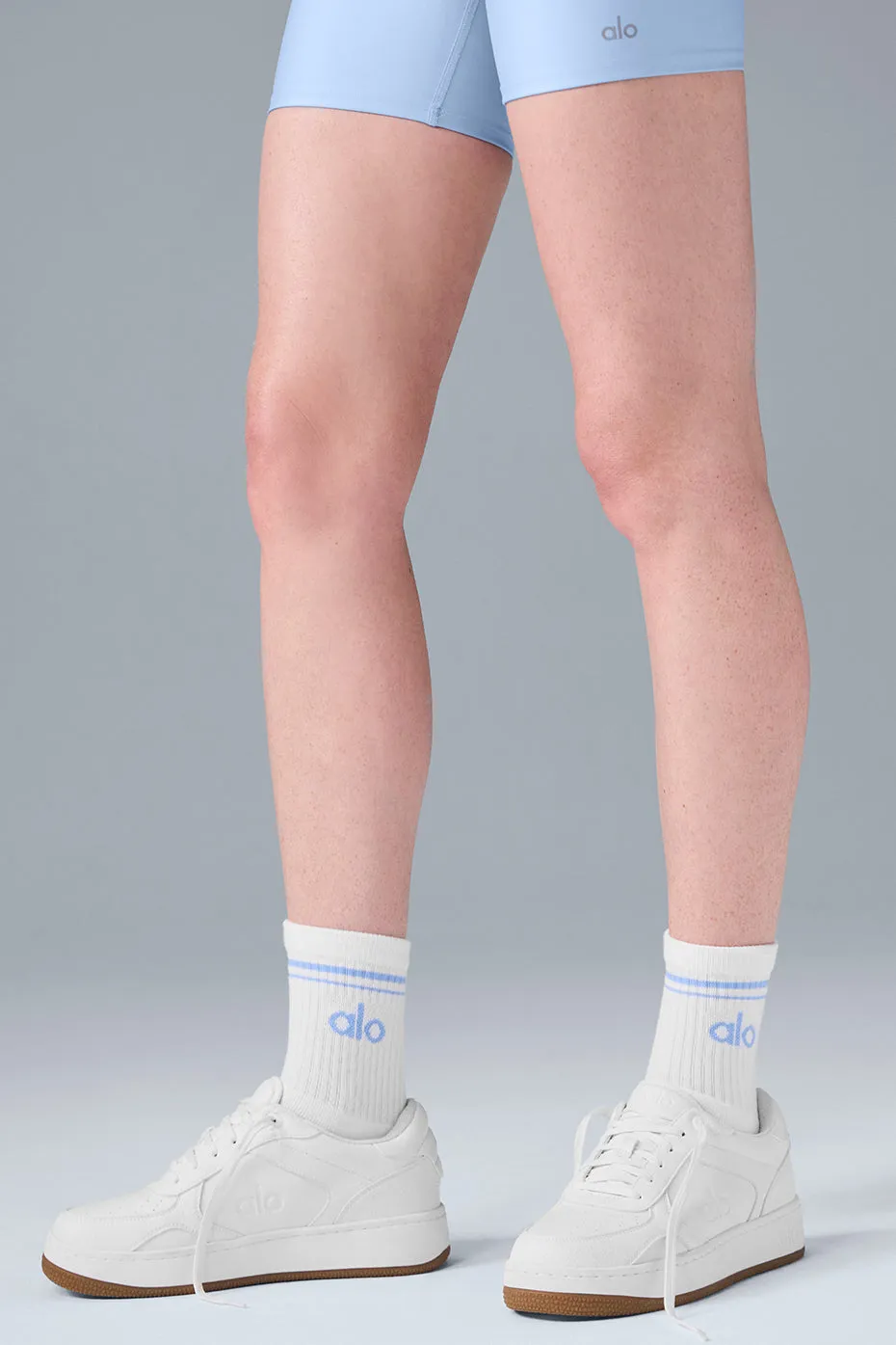 White and Seashell Blue Unisex Throwback Sock