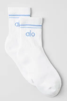 White and Seashell Blue Unisex Throwback Sock