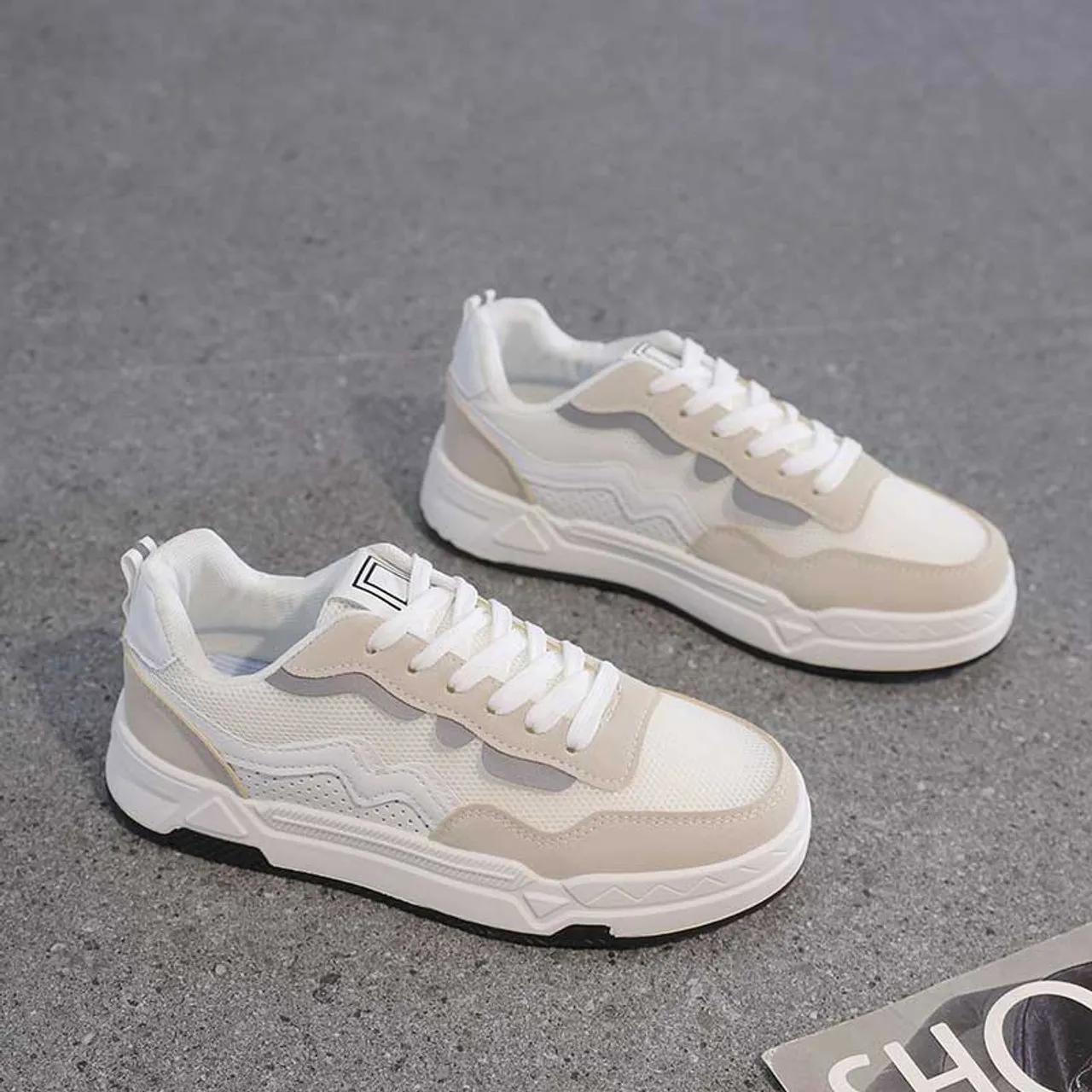 White and Grey Wave Pattern Sneaker