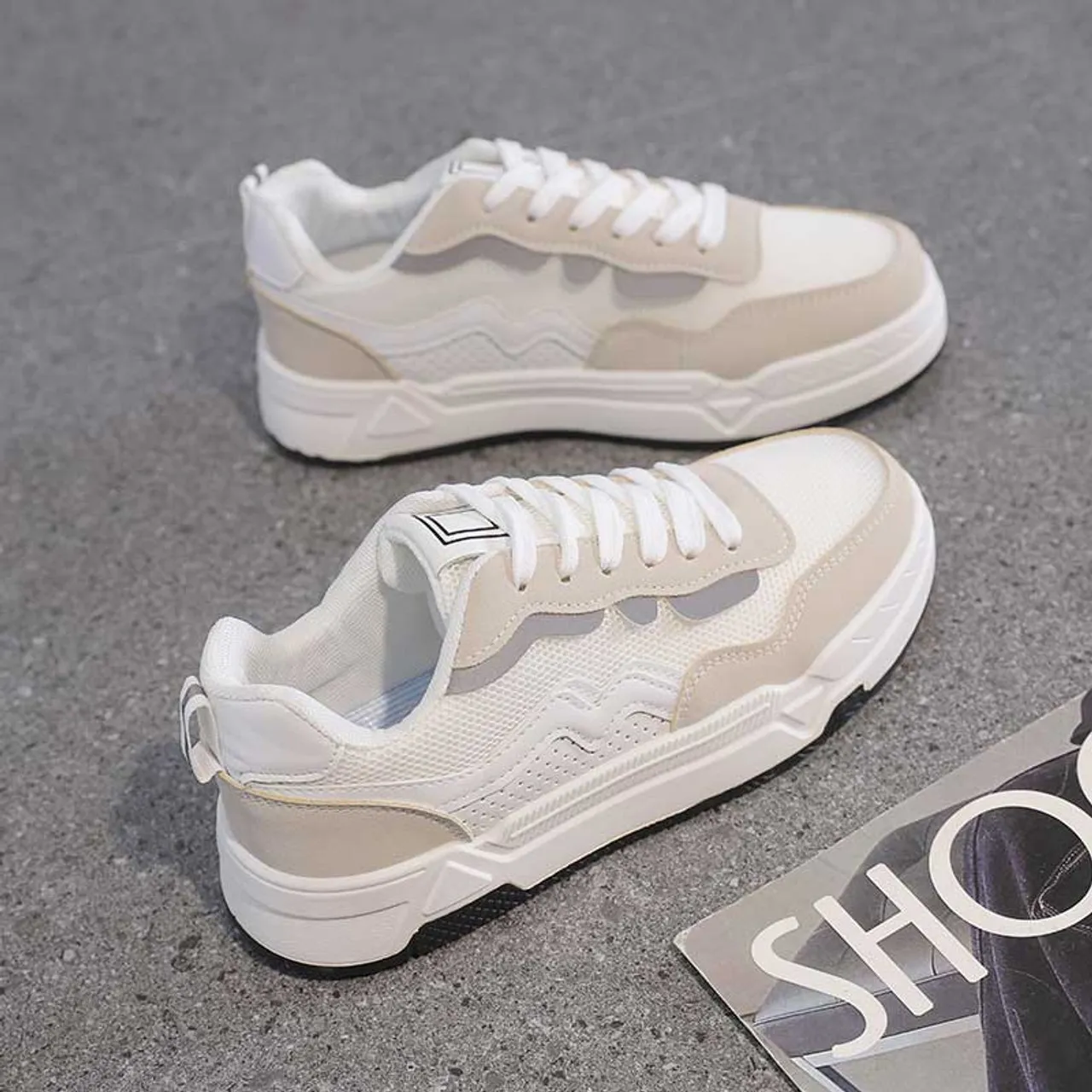 White and Grey Wave Pattern Sneaker