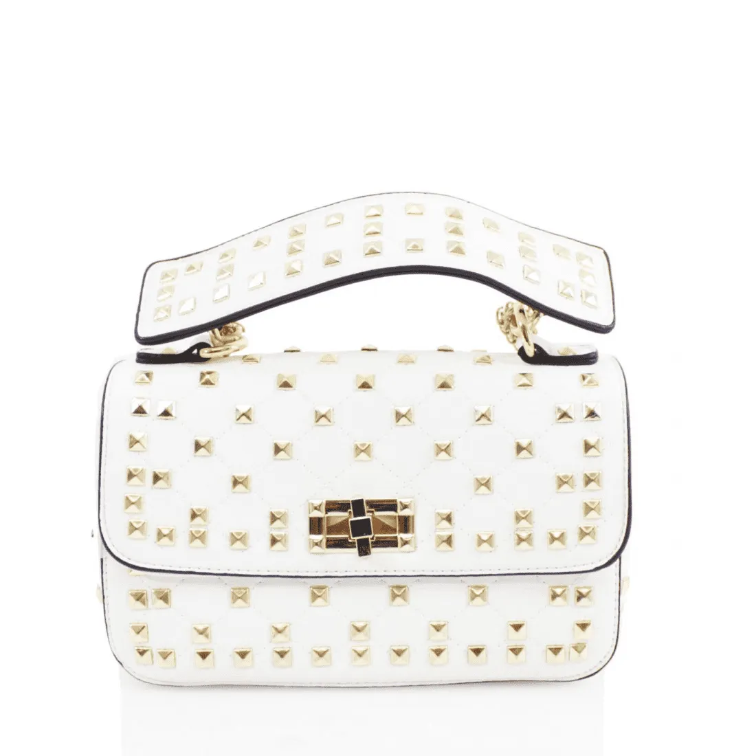 Studded White Clutch Crossbody Bag