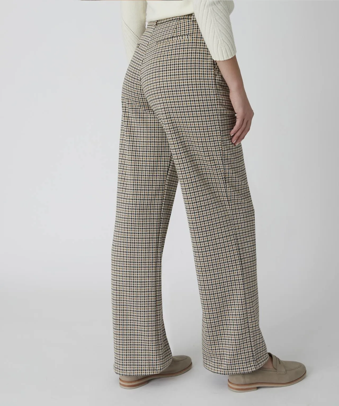 Stylish Wide-leg Check Pants