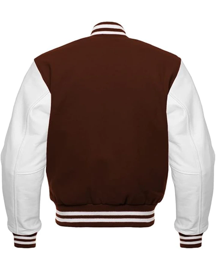 William Jacket - Mens Brown White Letterman Jacket