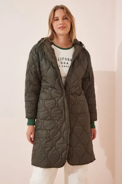 Womens Quilted Hooded Coat