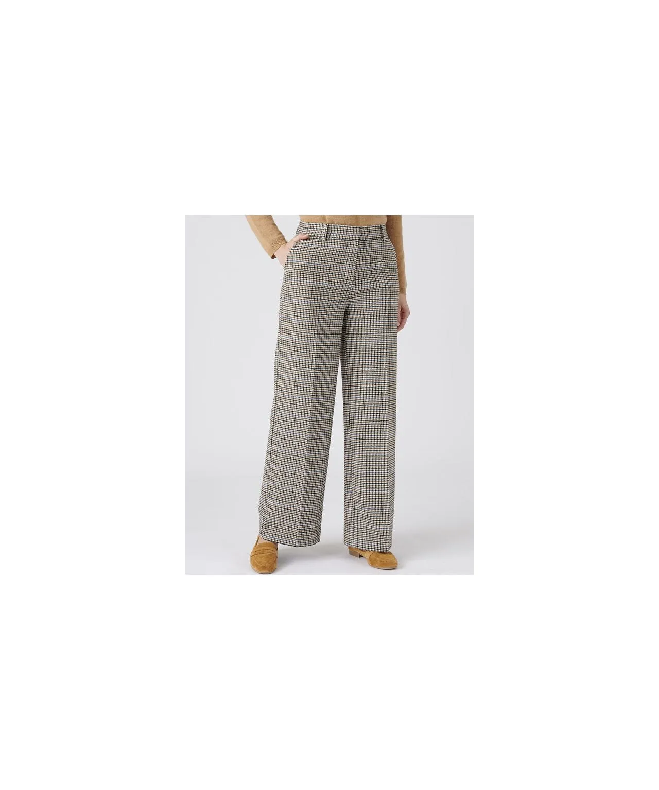 Checkered Wool Blend Trousers