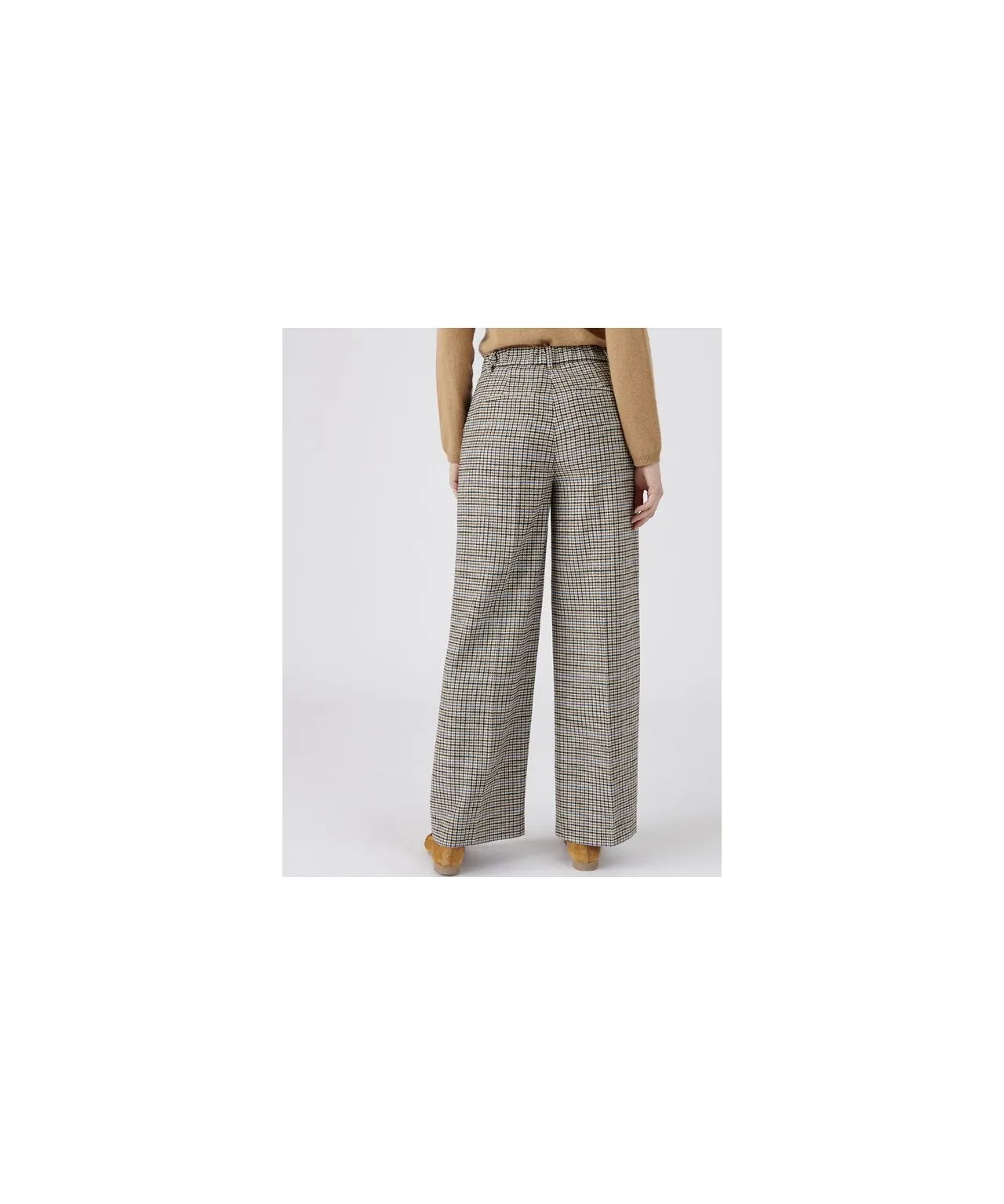 Checkered Wool Blend Trousers